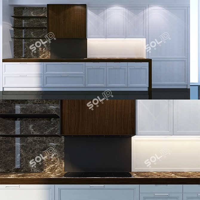 Elegant Cashmere Kitchen Collection 3D model image 1