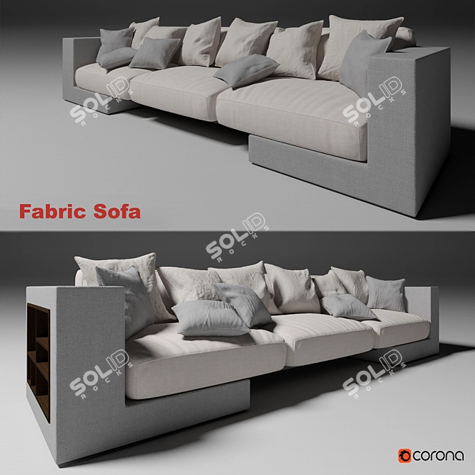 Modern Style Sofa with Shelves 3D model image 1