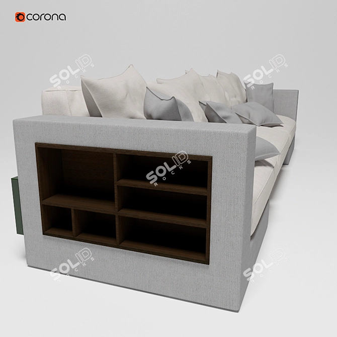 Modern Style Sofa with Shelves 3D model image 2