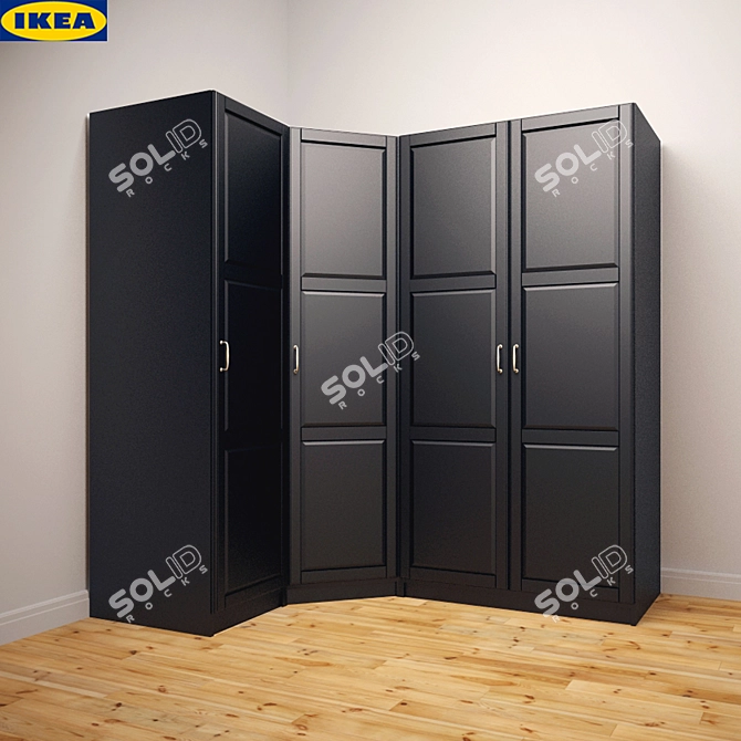 Ikea Paks Corner Cabinet - Black/Brown 3D model image 2