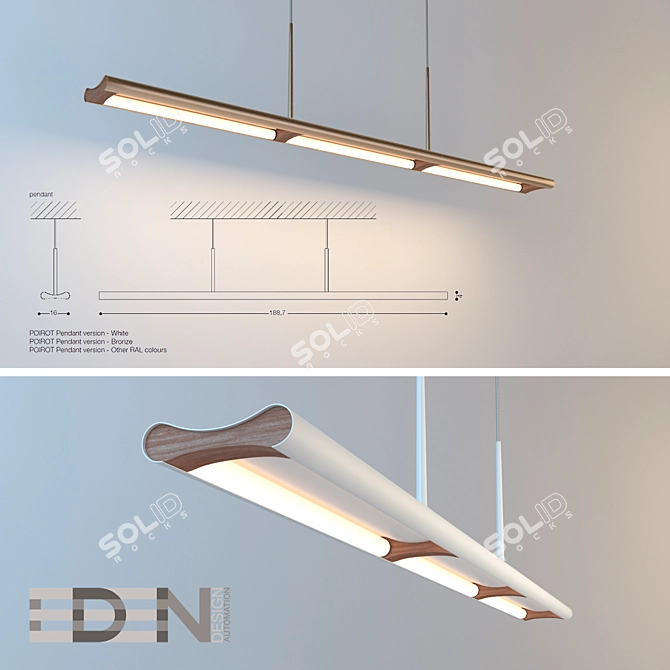 Poirot Pendant: Sleek Elegance in Walnut 3D model image 1