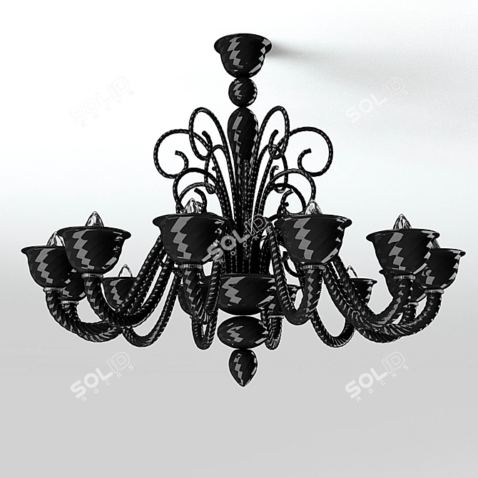 Elegant Black Barnaba Chandelier 3D model image 1