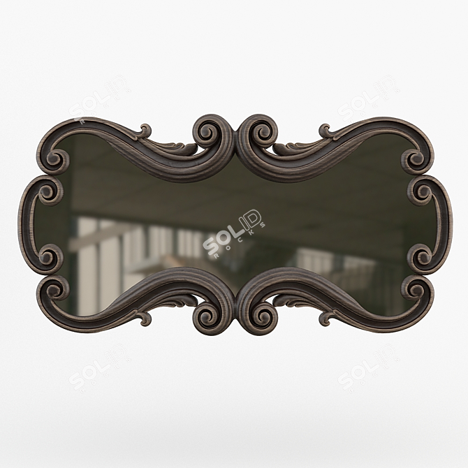 Elegant Carved Mirror 3D model image 1