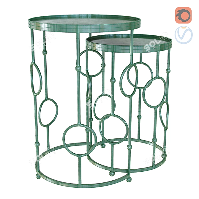 Elegant Brass Nesting Tables 3D model image 2