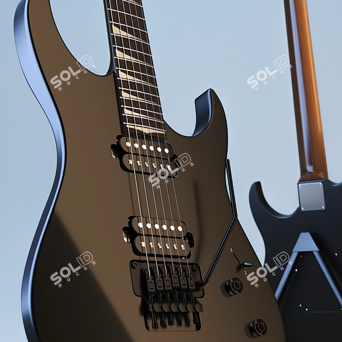 Black Matte Electric Guitar 3D model image 2
