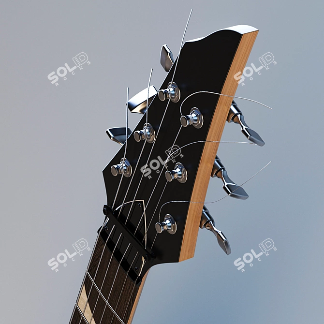 Black Matte Electric Guitar 3D model image 3