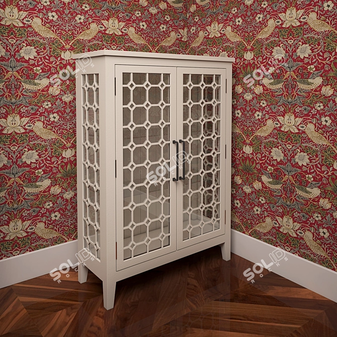 Elegant White Wood Sideboard 3D model image 3