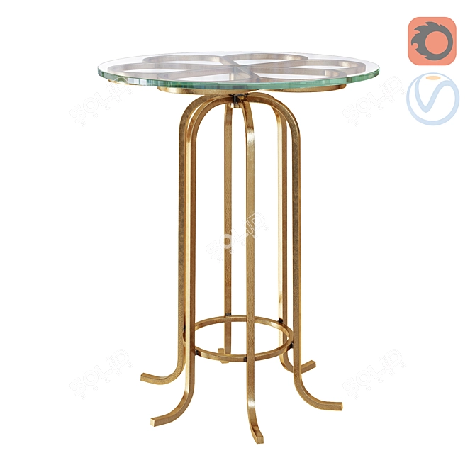 Sculptural Floral Brass Side Table 3D model image 1