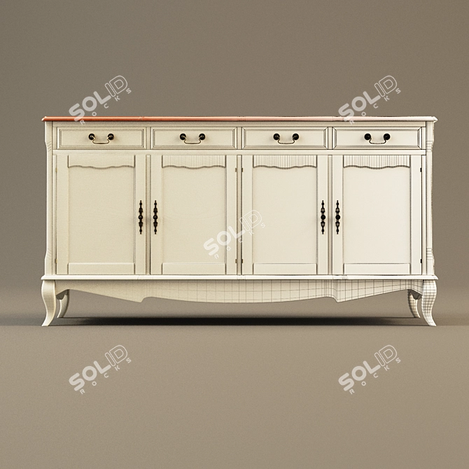 Elegant Chest & Bedside Set: Spacious & Stylish 3D model image 3