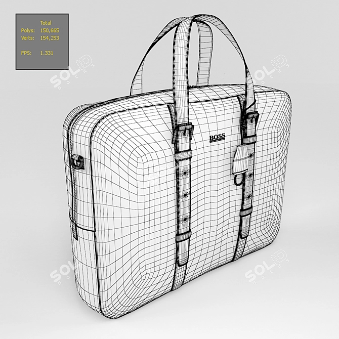 Luxurious Leather Boss Bag 3D model image 3