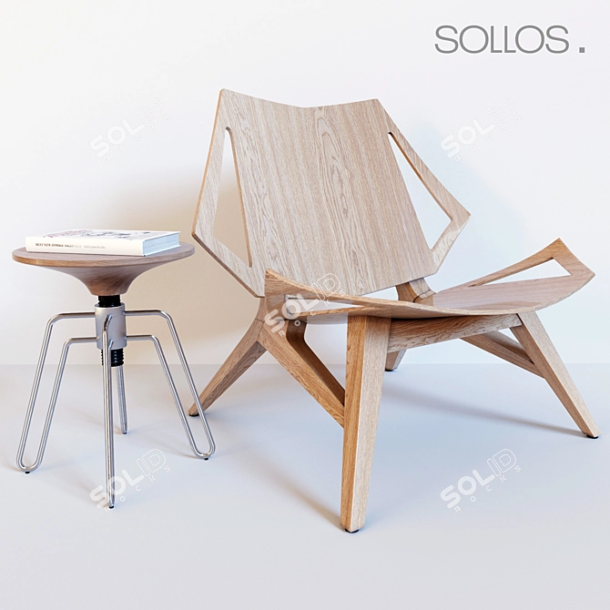 Modern Comfort: Ipanema Chair & Phillips Stool by Jader Almeida 3D model image 1