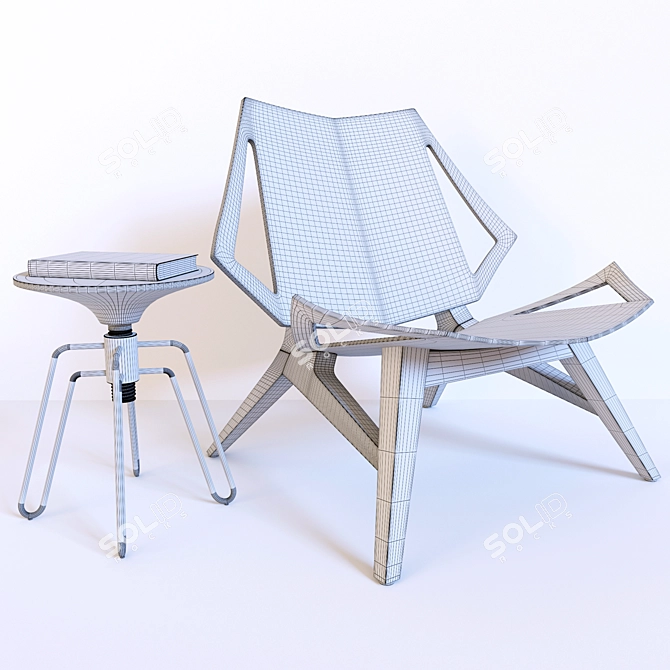 Modern Comfort: Ipanema Chair & Phillips Stool by Jader Almeida 3D model image 2