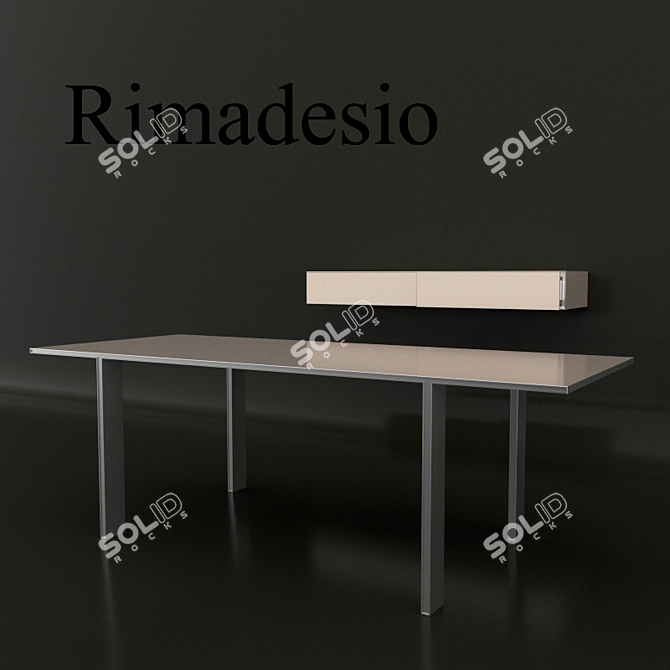 Elegant Corona Rend Table & Suspended Sideboard - Rimadesio 3D model image 1