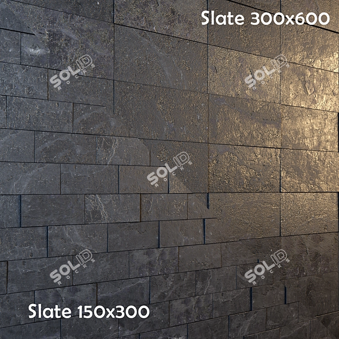 Sleek Slate Tiles - Versatile Sizes 3D model image 2