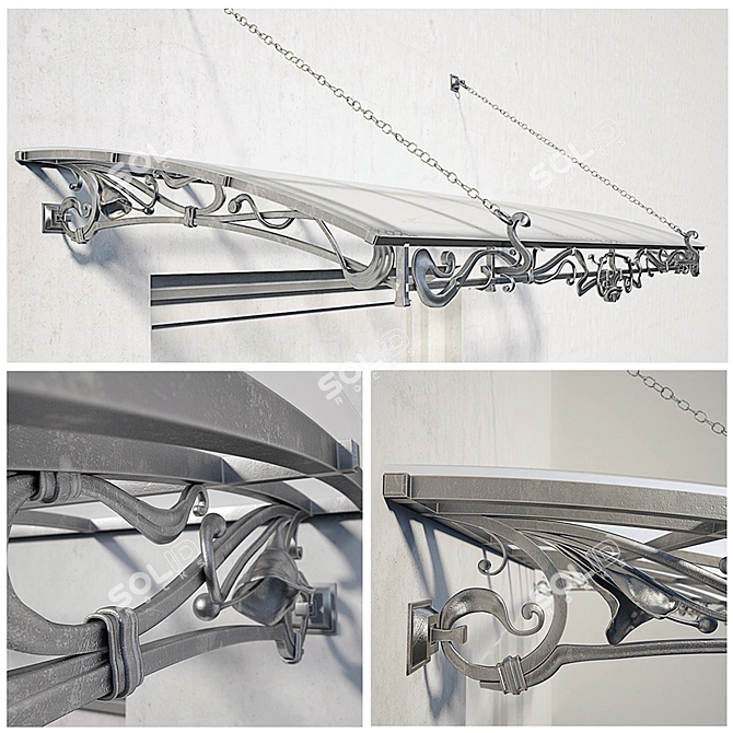 Forged Canopy: 150cm Projection, 380cm Width 3D model image 1