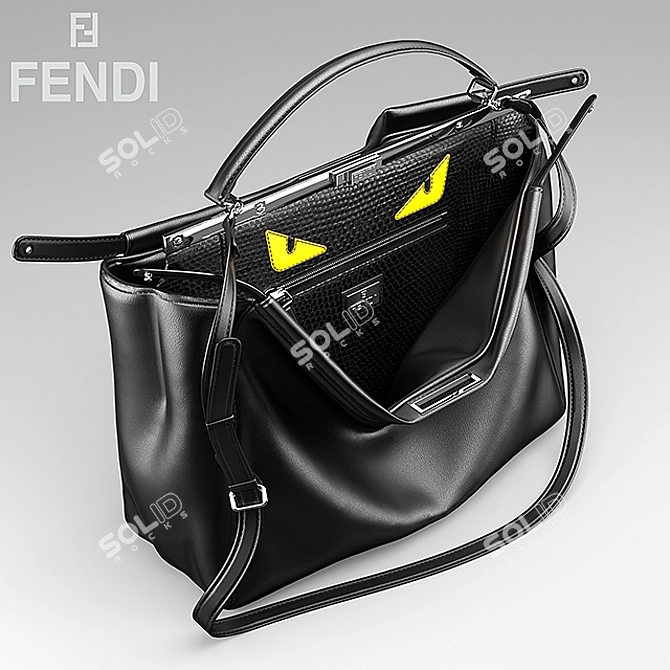 Elegant Fendi Peekaboo Bag 3D model image 2