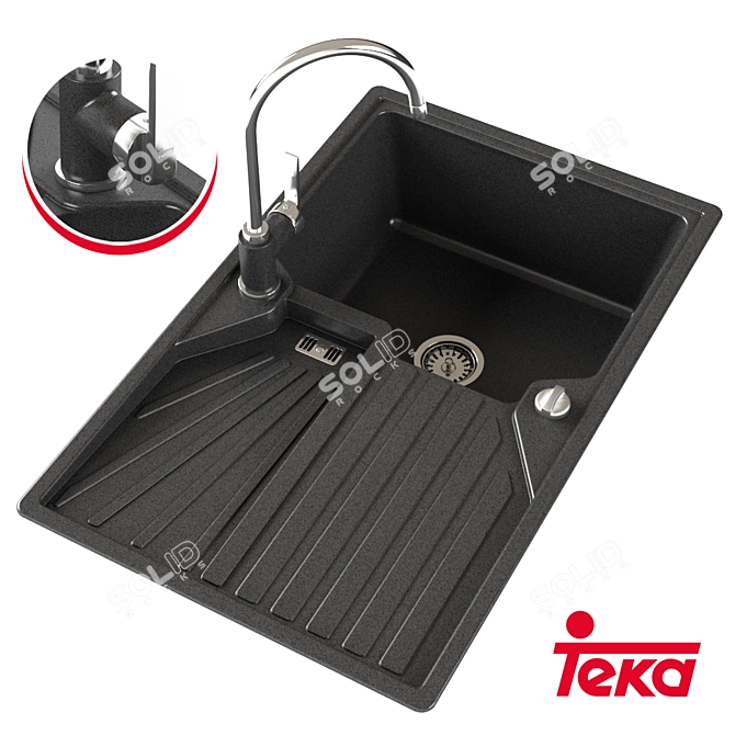 Teka Cascad 45B TG Sink & Teka IN 995 TG Mixer Set 3D model image 2