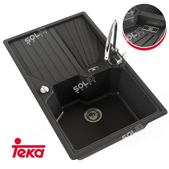 Teka Cascad 45B TG Sink & Teka IN 995 TG Mixer Set 3D model image 3