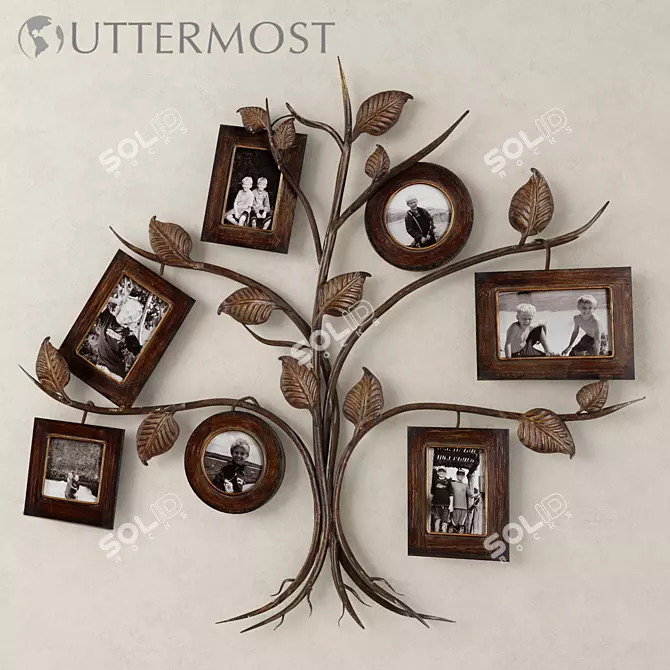 Rustic Tree Metal Photo Collage 3D model image 1