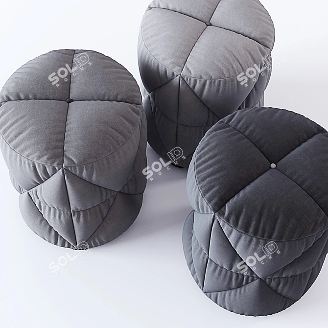 Versatile 3-Style Cylinder Pouf 3D model image 2