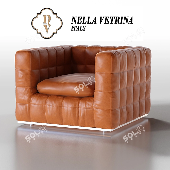 Title: Quad Armchair: Italian Elegance in Leather 3D model image 1