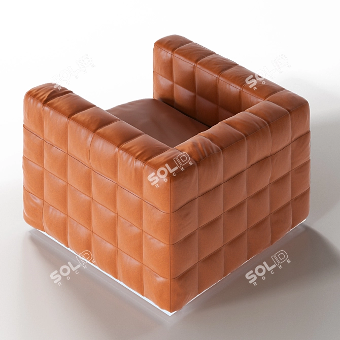 Title: Quad Armchair: Italian Elegance in Leather 3D model image 2