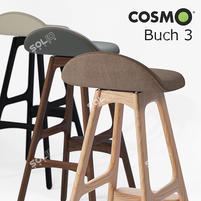 Sleek Barstool Collection (3 Colors) 3D model image 2