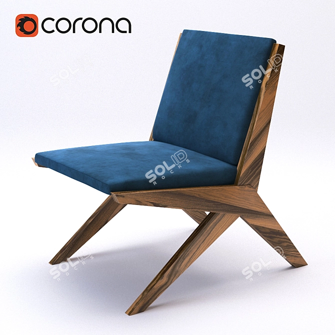 Kosmaj-inspired Walnut Armchair 3D model image 1