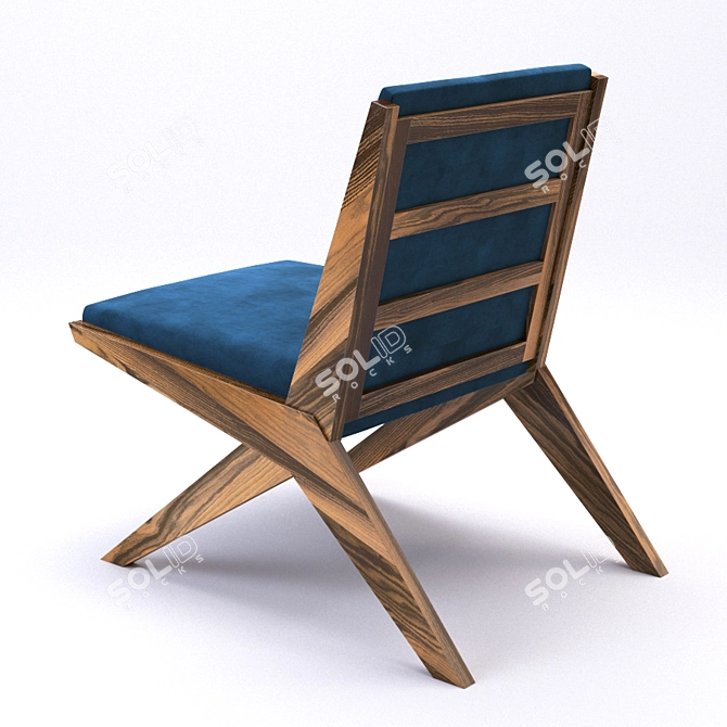 Kosmaj-inspired Walnut Armchair 3D model image 2