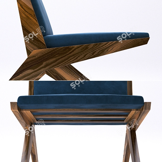 Kosmaj-inspired Walnut Armchair 3D model image 3