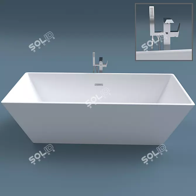 Ravak Freedoom R Acrylic Bath & FM 081.00 Mixer 3D model image 2