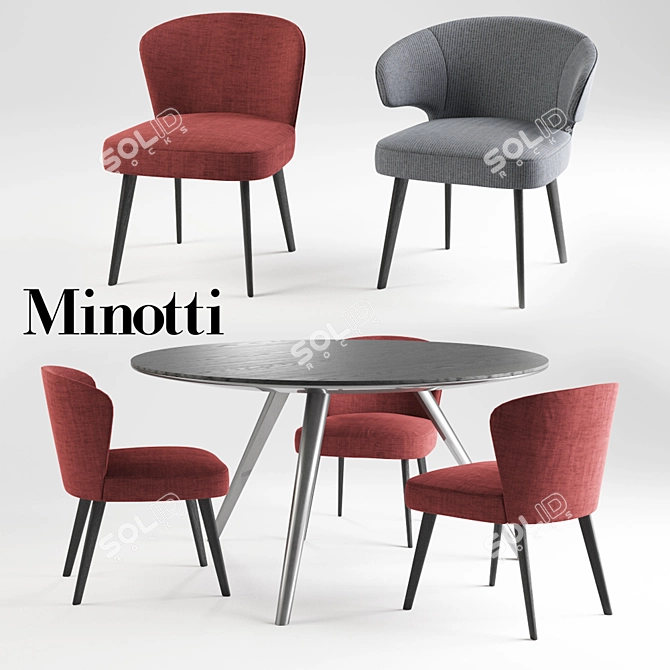 Elegant Minotti Aston & Evans Dining Set 3D model image 1