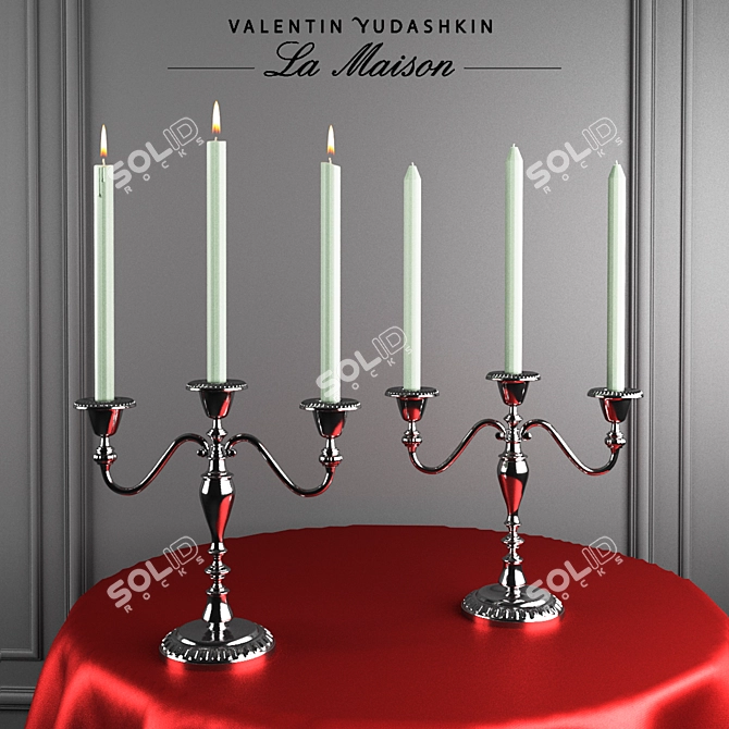 Rustic Elegance: Vintage Silver Candlestick 3D model image 1