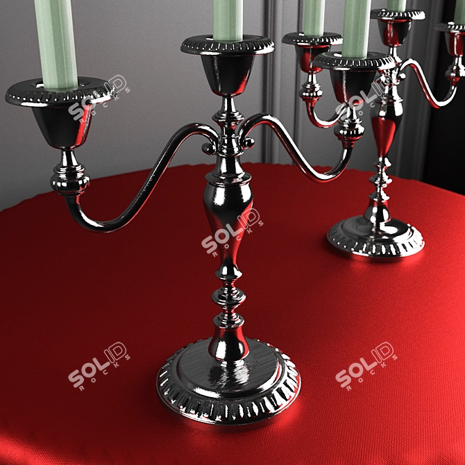 Rustic Elegance: Vintage Silver Candlestick 3D model image 2