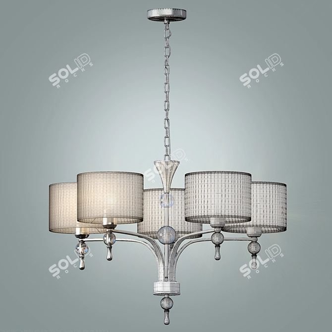 Modern White Fabric Chandelier 3D model image 3