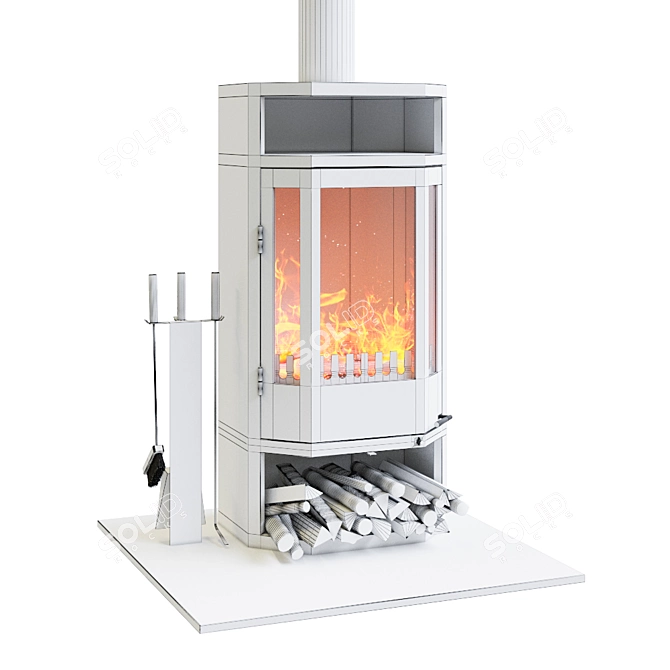 Modern Efficient RHINE-burning Stove 3D model image 2