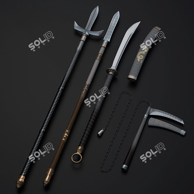 Japanese Martial Arts Weapons 3D model image 3