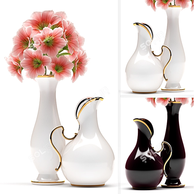 Elegant Blooms: Sleek Flower Vase 3D model image 1