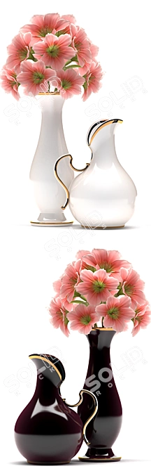 Elegant Blooms: Sleek Flower Vase 3D model image 2