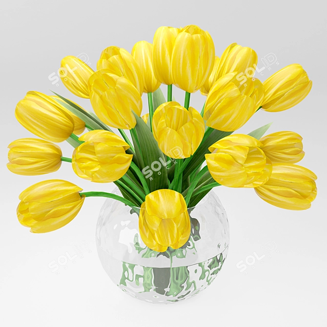 Sunny Tulip Bouquet 3D model image 2