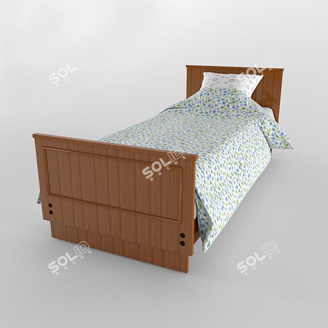 Title: Vintage Wooden Bed Set 3D model image 1
