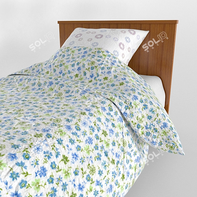 Title: Vintage Wooden Bed Set 3D model image 3