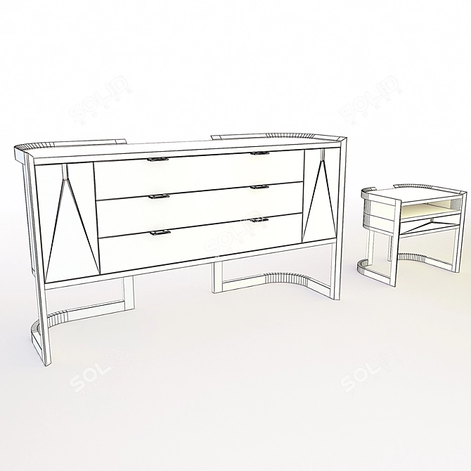 Besana Dresser & Nightstand 3D model image 2