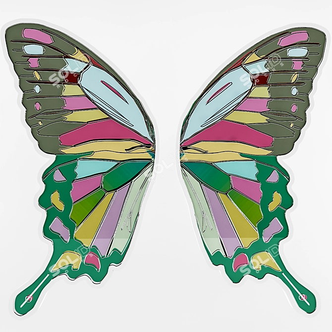 Vibrant Stained Glass Butterfly 3D model image 1