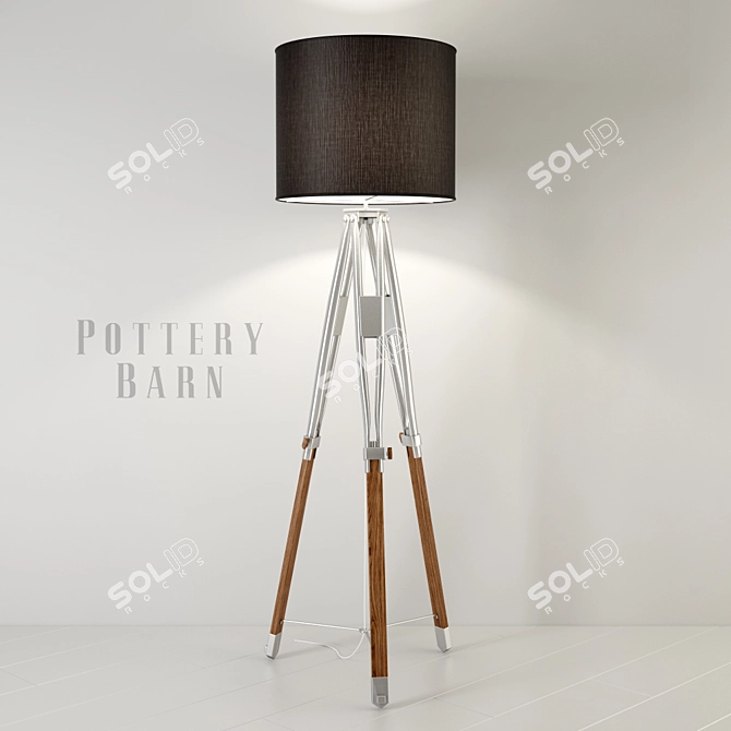 Elegant Tripod Floor Lamp 3D model image 1