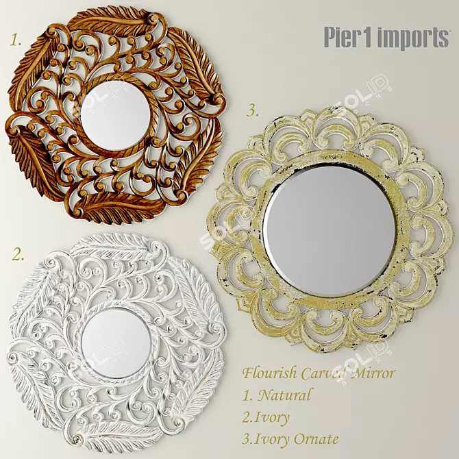 Elegant Flair Mirror Set 3D model image 1