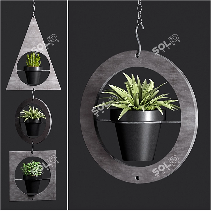 Modern Geometric Metal Planter 3D model image 2