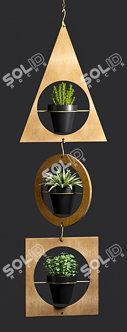 Modern Geometric Metal Planter 3D model image 3