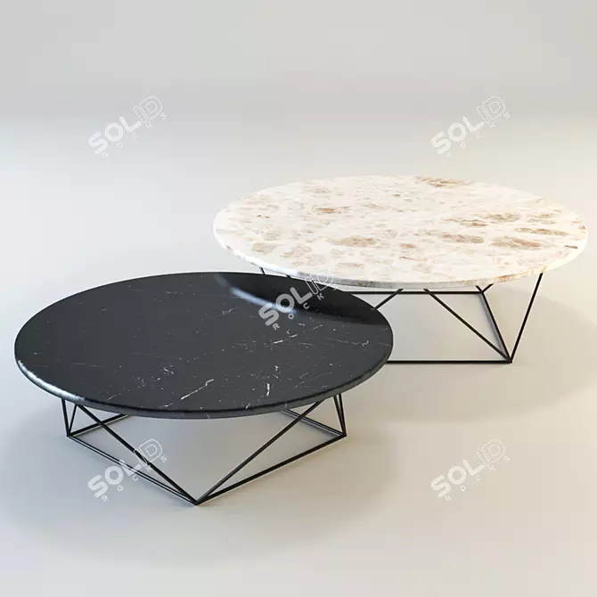Elegant Metal and Marble Tables 3D model image 1