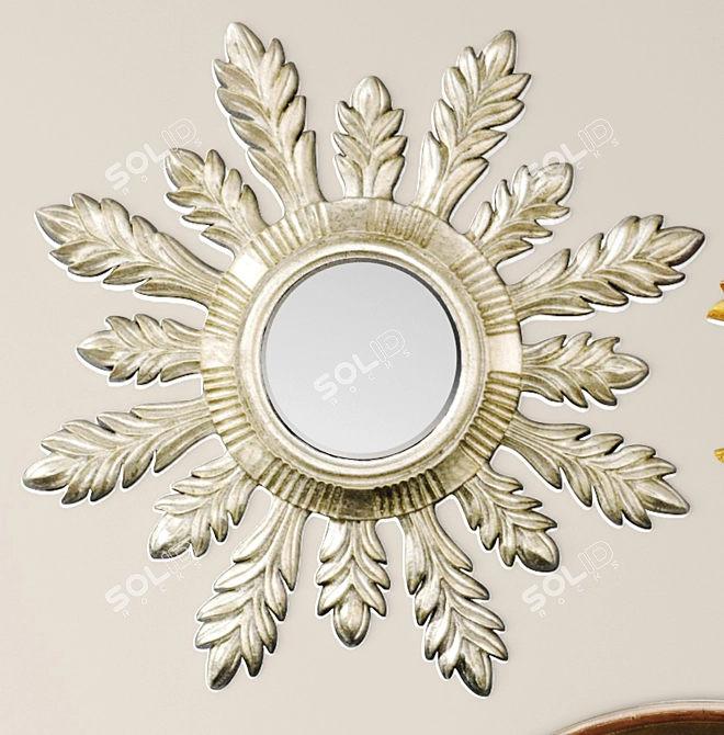 Elegant Hickory Manor Mirror Set 3D model image 2